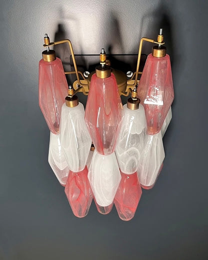 Murano wall lamp | Poliedri | White/pink alabaster