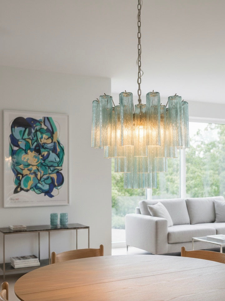 Murano lysekrone | Tuber | 36 glas | Blå