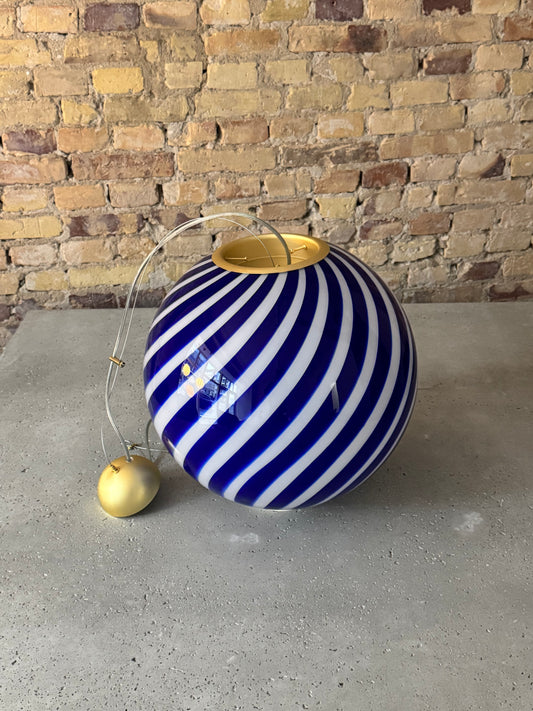 Stor Murano loftlampe med blå swirl, 40 cm