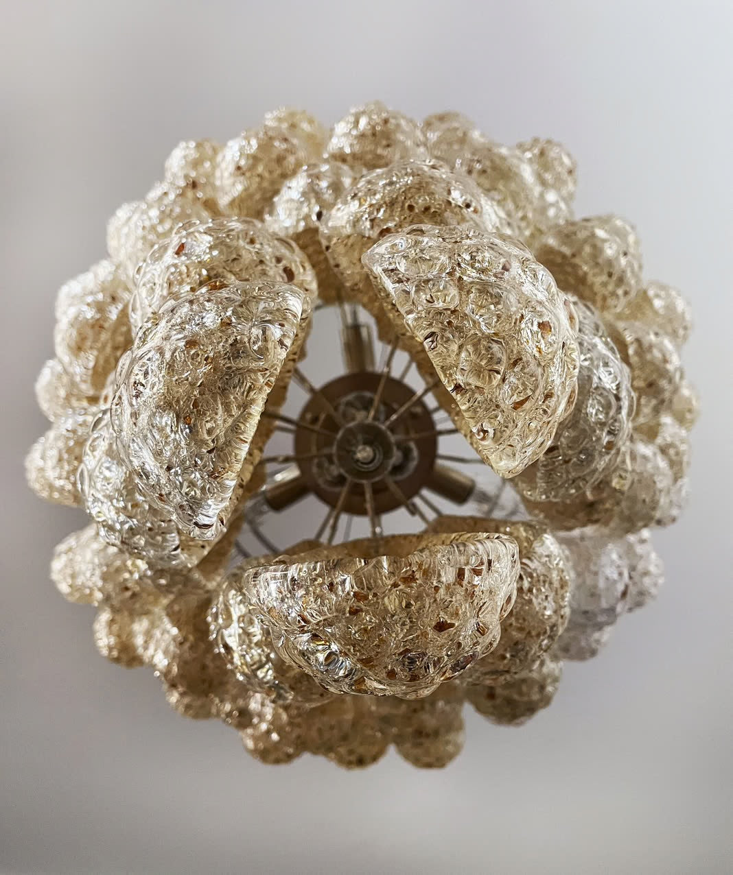 Murano lysekrone | Dråber | 75 glas | Rav/gul