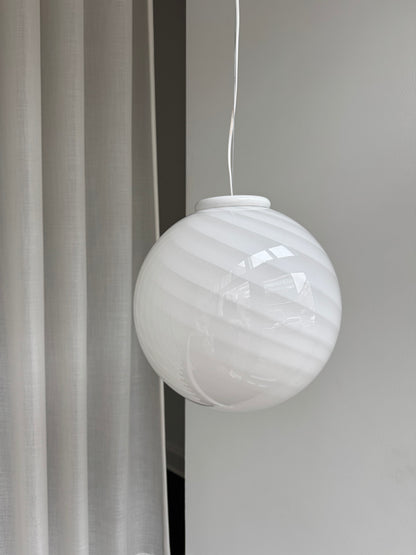 Klassisk hvid rund Murano pendel, 35 cm