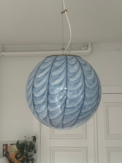 Huge light blue Murano peacock pendant, 40 cm