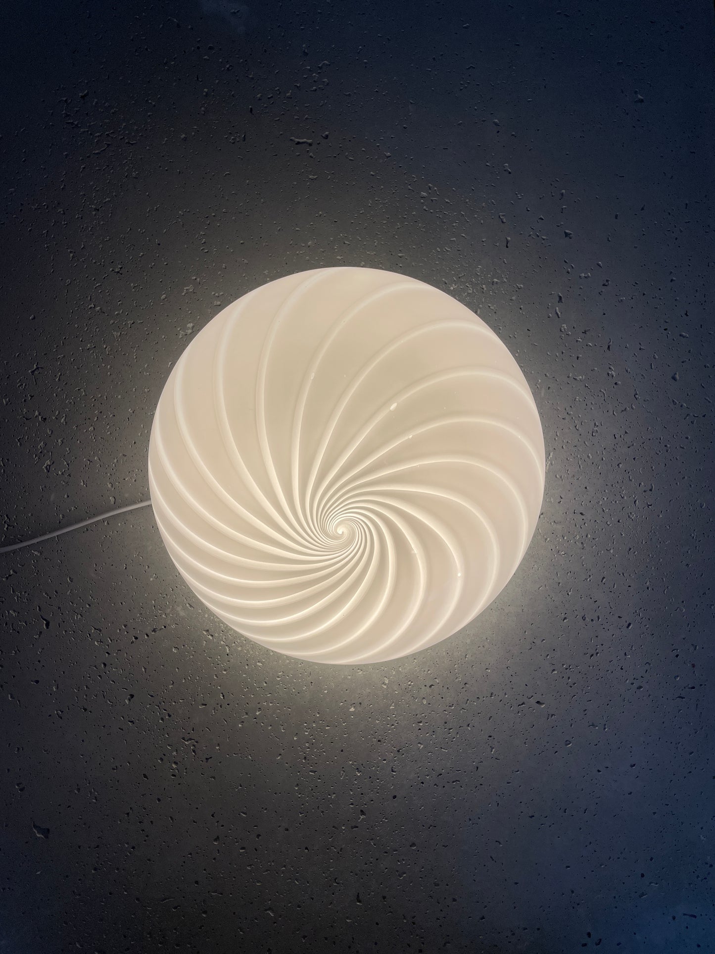 Beautiful vintage Murano ceiling lamp with white classic swirl, 30 cm