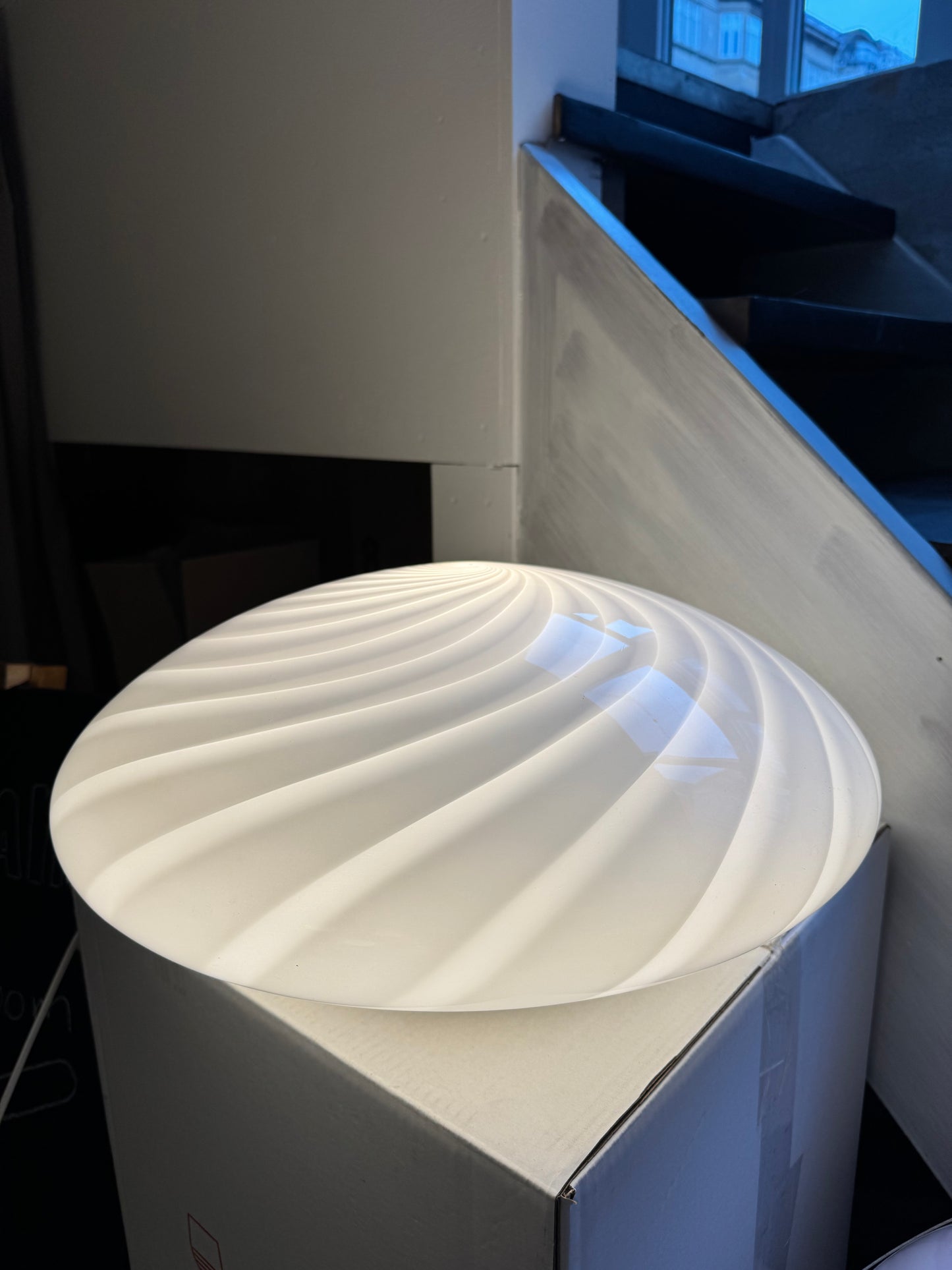Huge white vintage Murano flush mount, 45 cm