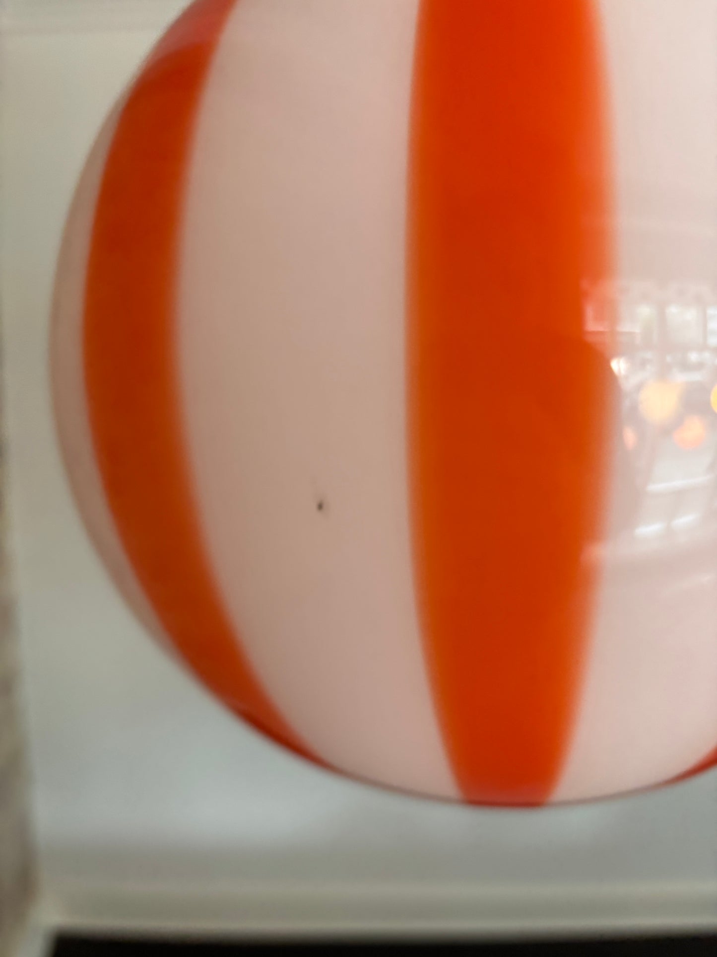 Murano pendant with orange/red vertical swirl, 30 cm