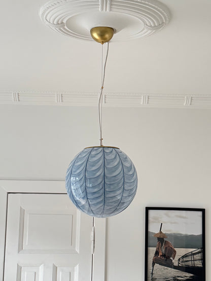 Huge light blue Murano peacock pendant, 40 cm