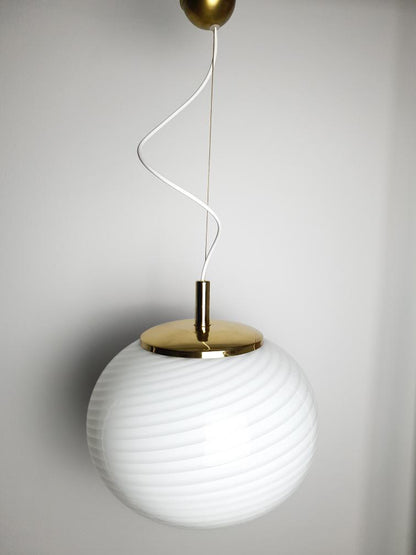 Vintage Murano pendant in white swirl, 36 cm