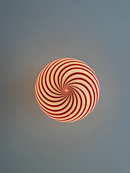 Smuk rød-stribet Murano pendel, 40 cm