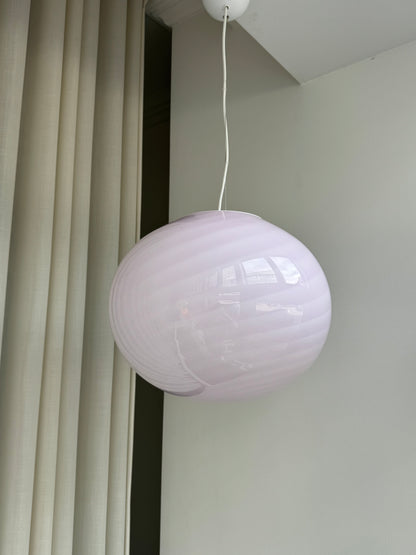 Oval pink candy Murano pendant lamp, 40 cm