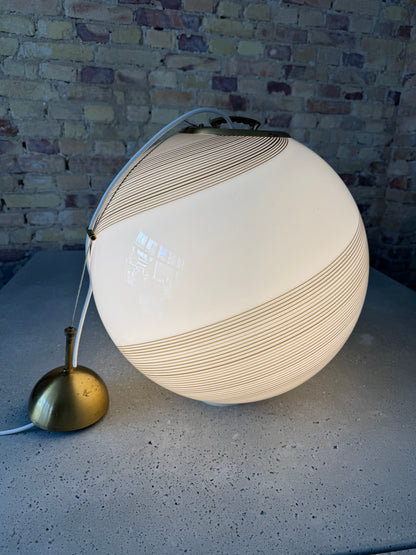 Stor vintage Murano pendel m. brun swirl, 40 cm