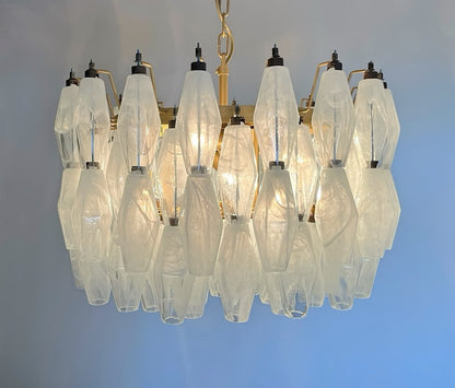 Murano lysekrone | Poliedri | 107 glas | Hvid alabaster