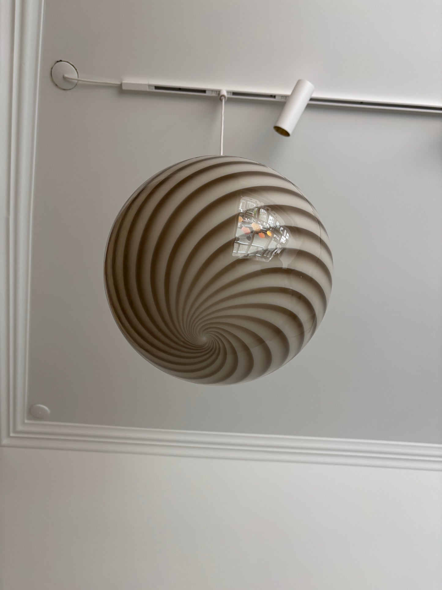 Murano ceiling lamp in grey and brown swirl, 30 cm