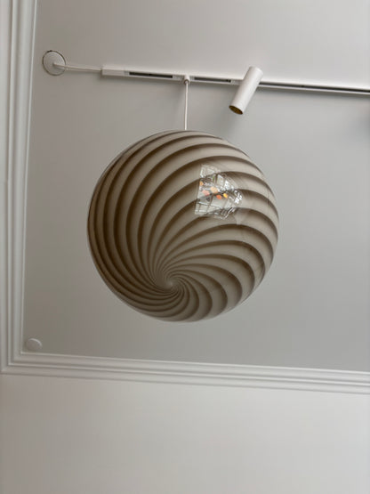 Murano ceiling lamp in grey and brown swirl, 30 cm
