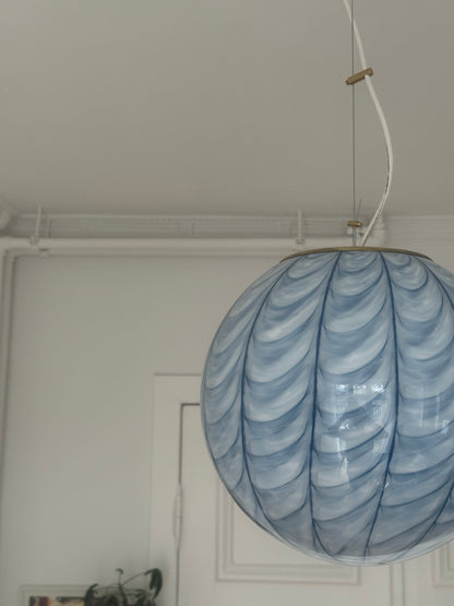 Huge light blue Murano peacock pendant, 40 cm