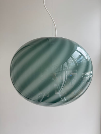 Mørkegrøn oval Murano pendel, 40 cm