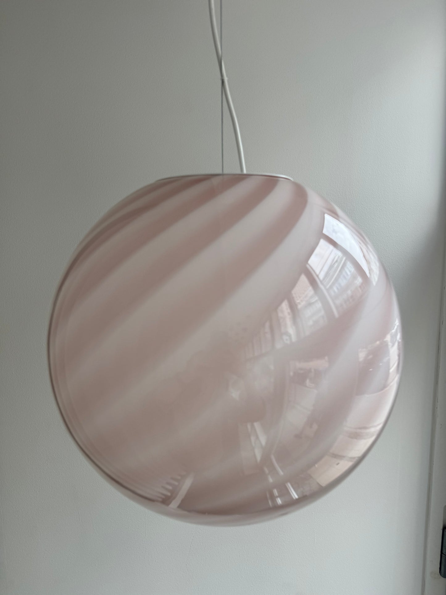 Rosa Murano swirl pendel, 40 cm