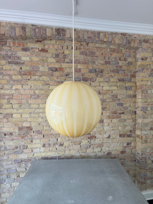 Gul stribet candy Murano pendel, 30 cm