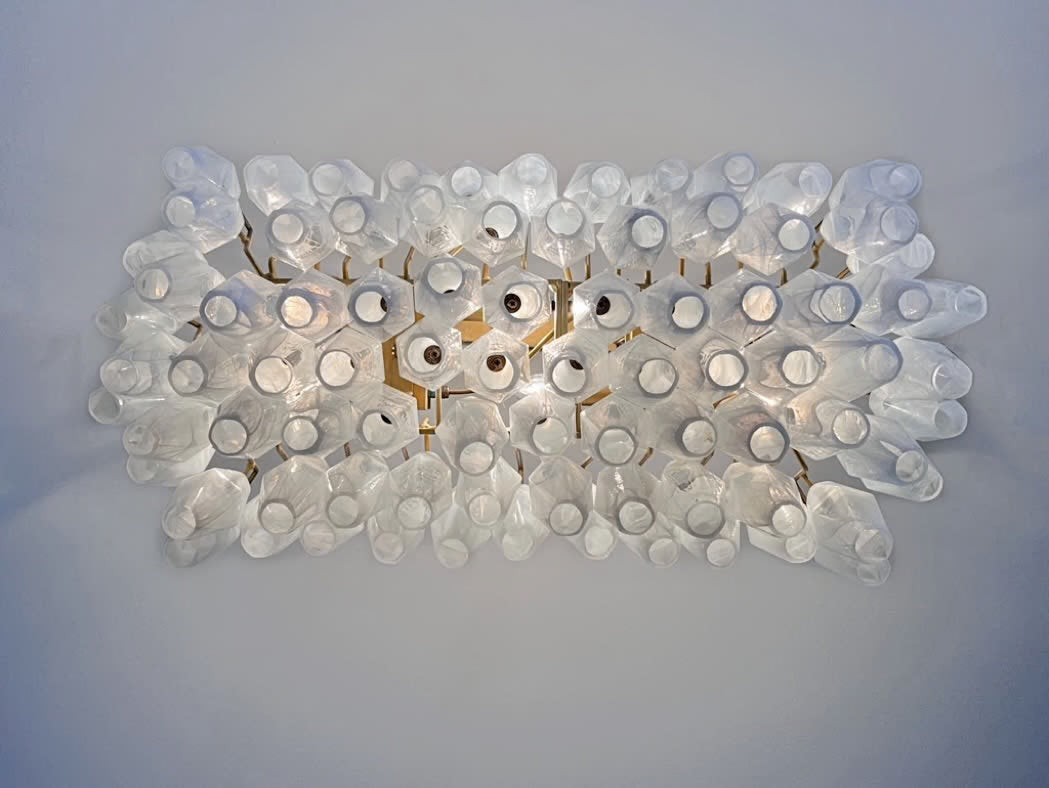 Murano lysekrone | Poliedri | 84 glas | Hvid alabaster
