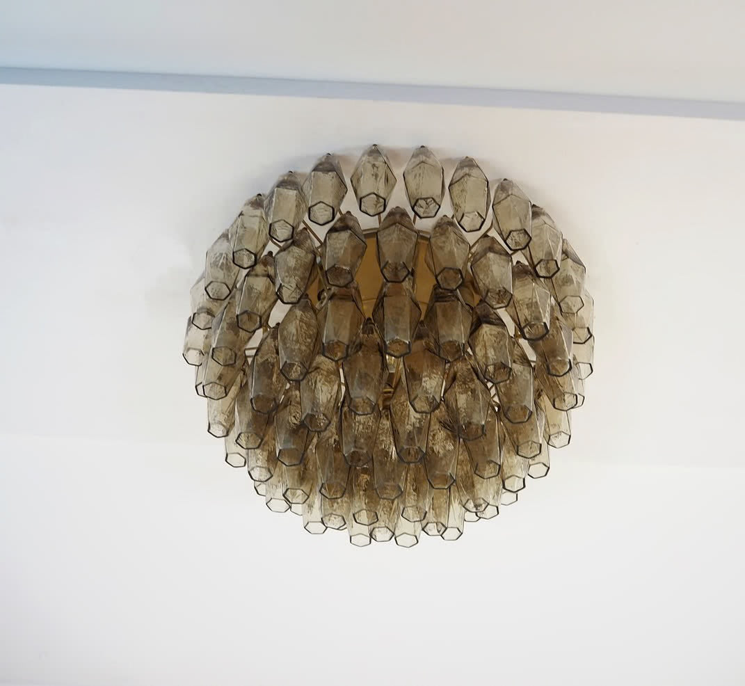Murano chandelier | Poliedri | 84 glass | Smoked