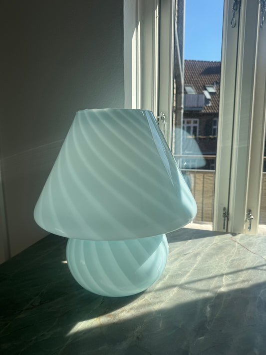Kæmpe lyseblå Murano mushroom, 38 cm