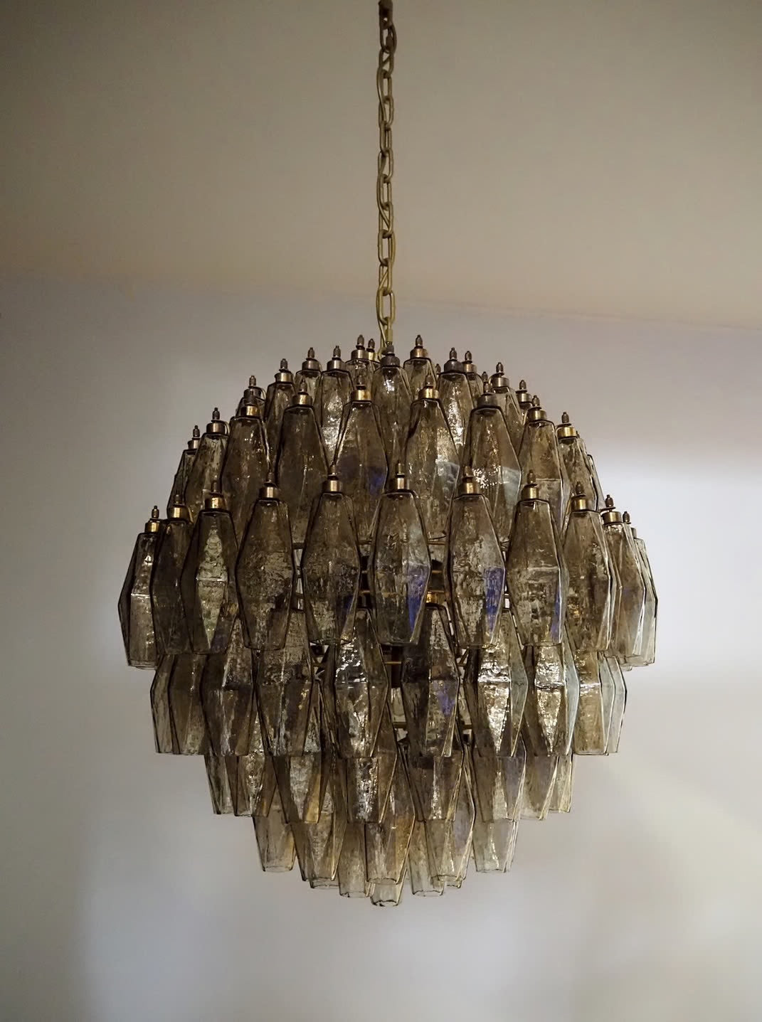 Murano chandelier | Poliedri | 140 glass | Smoked