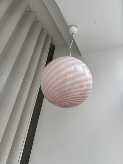 Rosa Murano swirl pendel, 40 cm