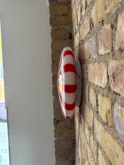 Rød stribet Murano plafond, 30 cm