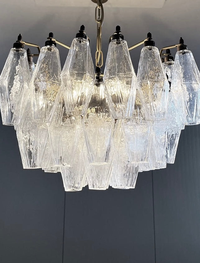 Murano chandelier | Poliedri | 138 glass | Clear