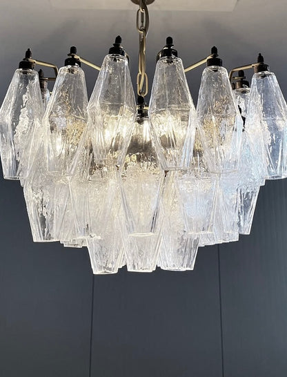 Murano chandelier | Poliedri | 138 glass | Clear