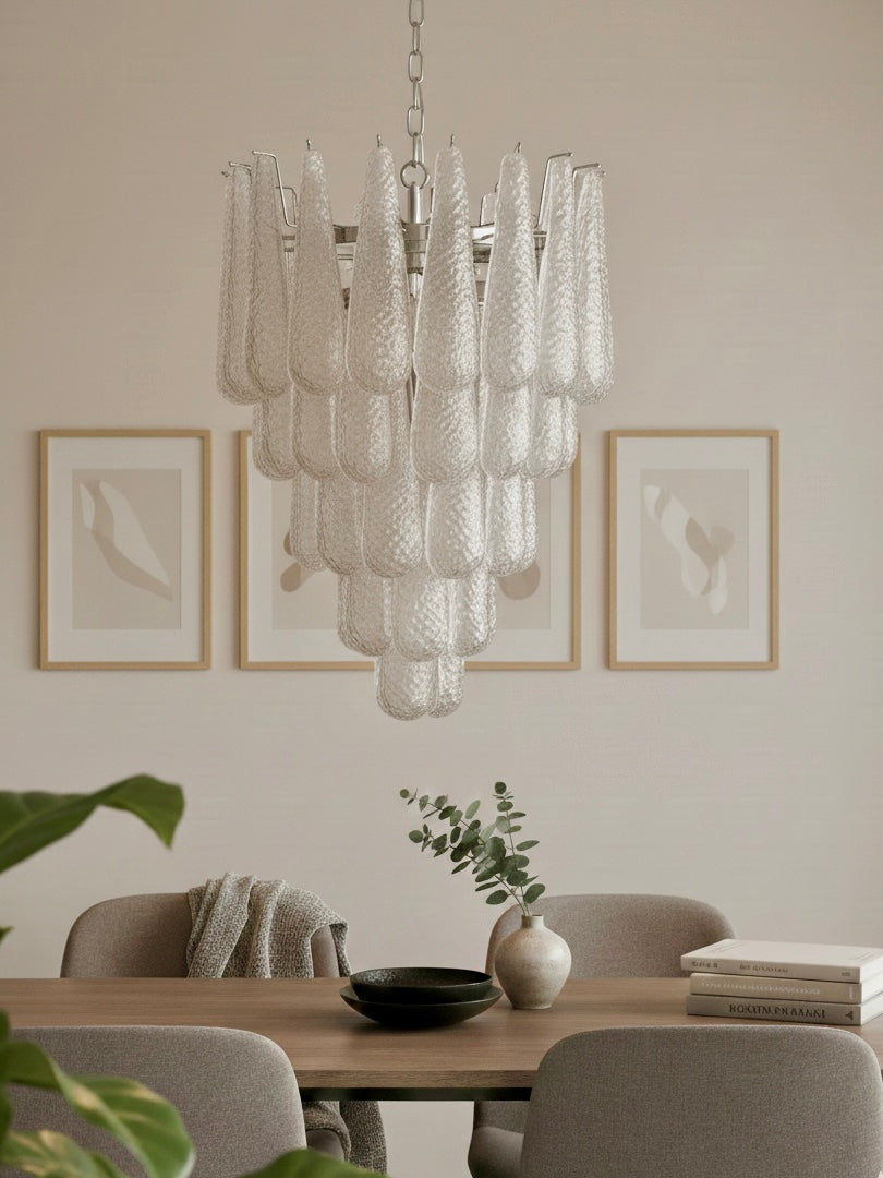 Murano lysekrone | Blade/kogler | 52 glas | Klart glas