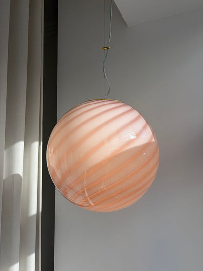 Pink Murano swirl pendant light, 40 cm