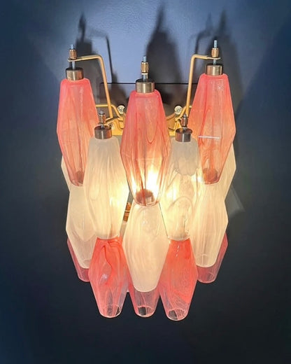 Murano wall lamp | Poliedri | White/pink alabaster