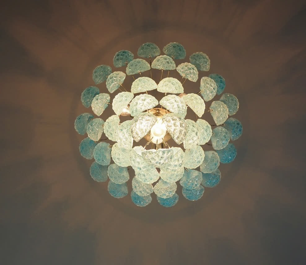 Murano lysekrone | Dråber | 52 glas | Blå