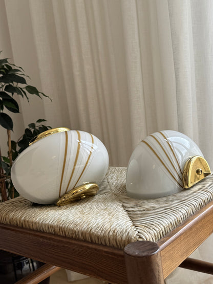 Vintage Murano shell wall lamps (one set)