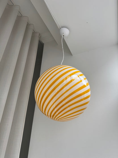 Stor Murano candy pendel i gul swirl, 40 cm