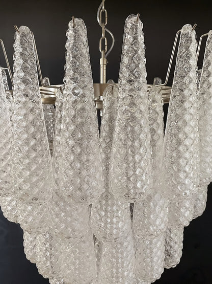Murano lysekrone | Dråber | 75 glas | Hvid/klar