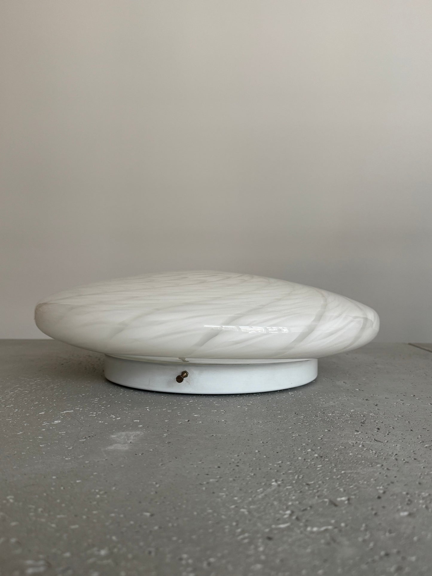 White vintage Murano ceiling lamp with peacock swirl, 40 cm