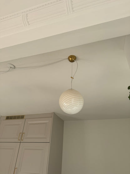 Cream-colored round Murano pendant, 20 cm