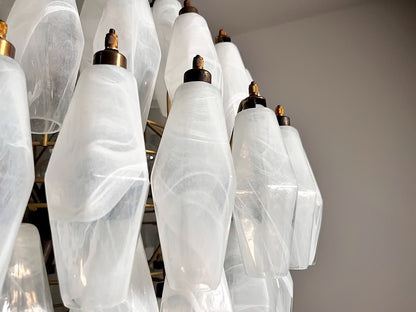 Murano lysekrone | Poliedri | 84 glas | Hvid alabaster