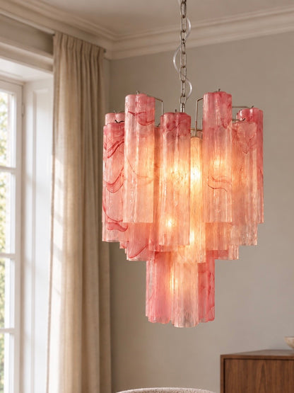 Murano lysekrone | Tuber | 30 glas | Pink alabaster