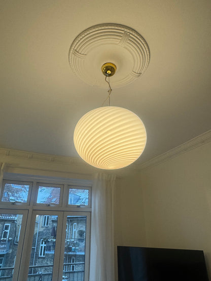 Stor, hvid vintage Murano pendel, 42 cm