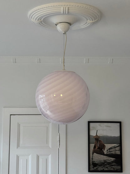 Vintage Murano pendant with pink swirl, 40 cm