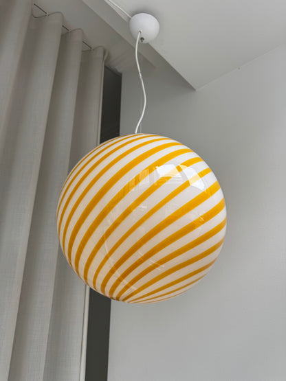 Stor Murano candy pendel i gul swirl, 40 cm