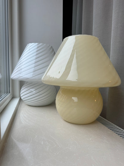 Large Murano mushroom in yellow swirl, 36 cm