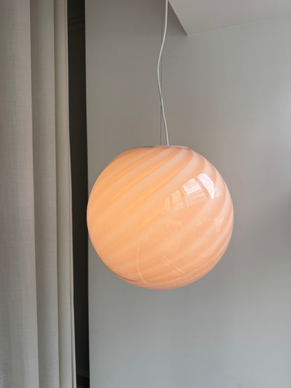 Rosa Murano swirl pendel, 40 cm