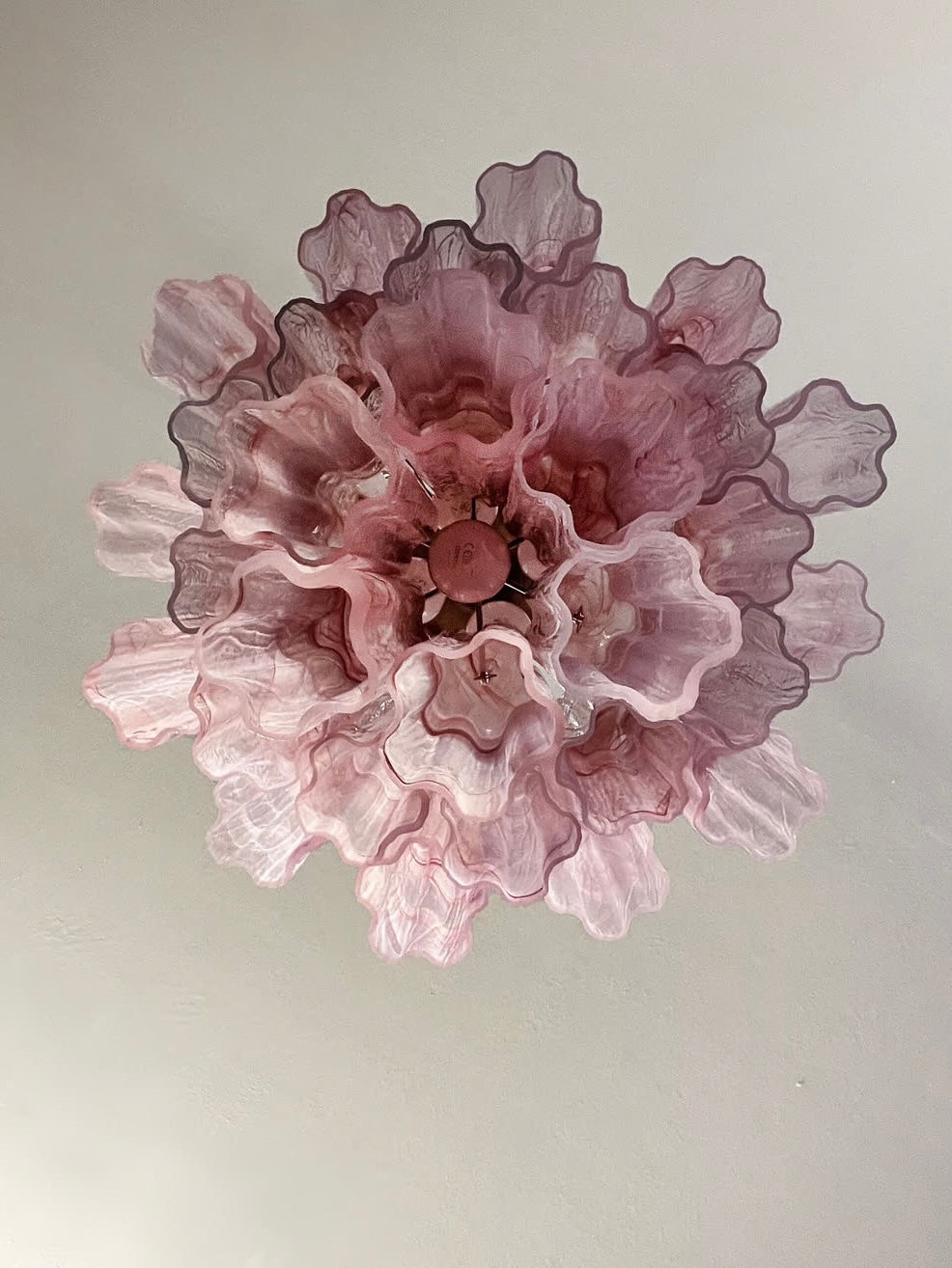 Murano lysekrone | Tuber | 30 glas | Pink alabaster