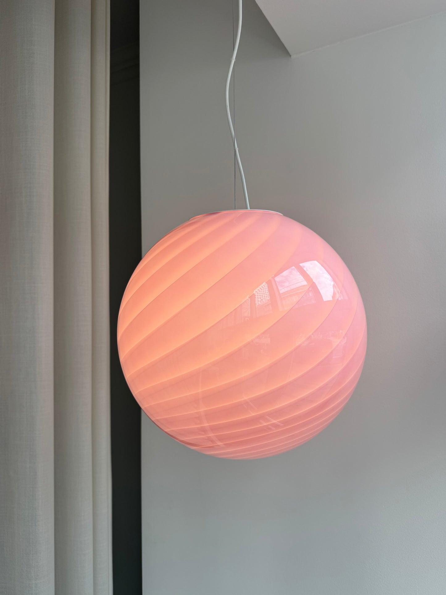 Lyserød Murano candy pendel, 40 cm