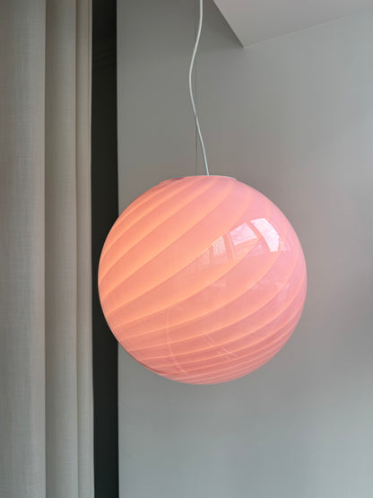 Lyserød Murano candy pendel, 40 cm