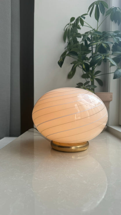 Murano table lamp with cream, white and green stripes, 20 cm