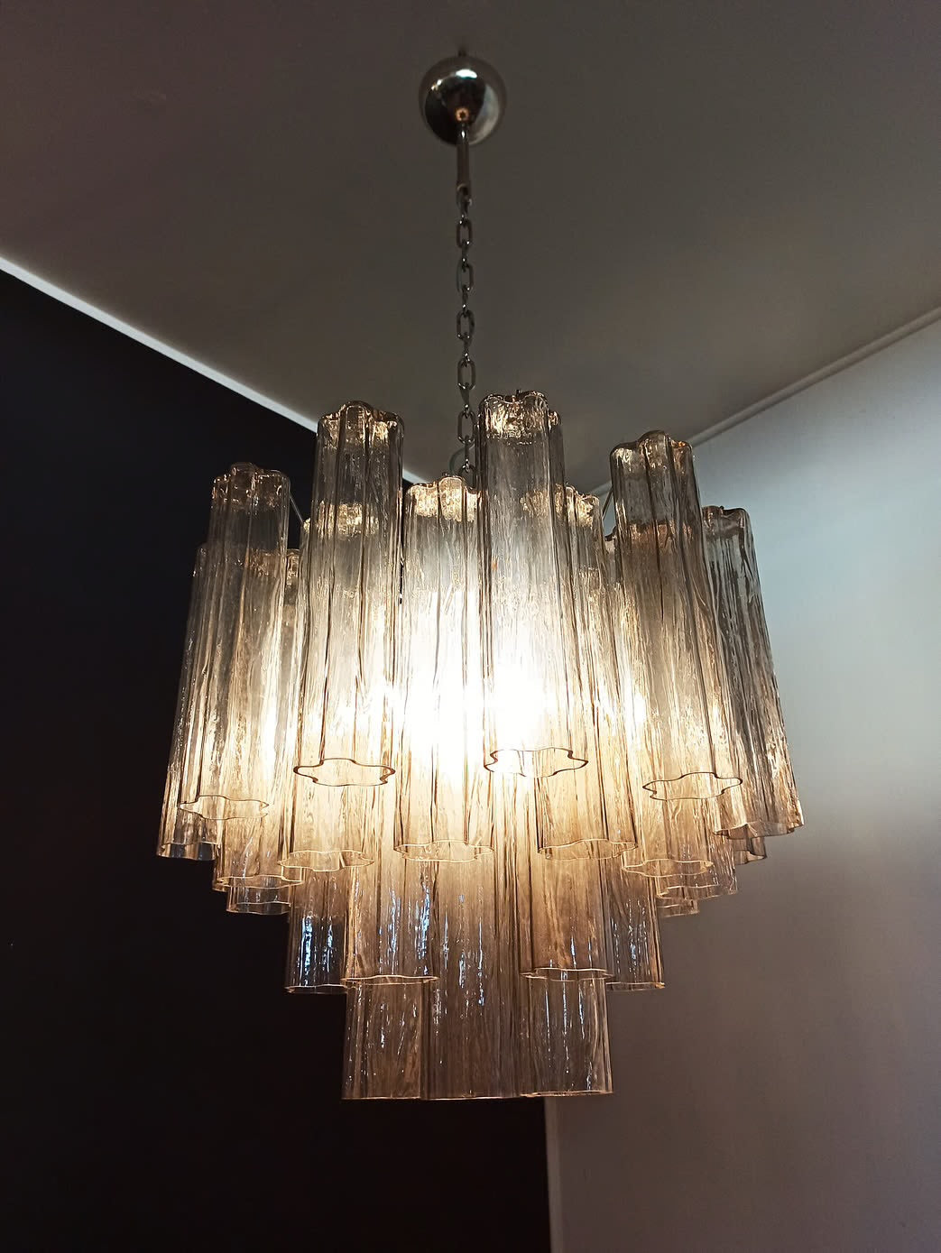 Murano lysekrone | Tuber | 36 glas | Røg-farvet glas